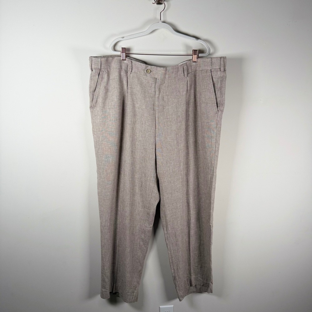 Oak Hill Mens 48 (46x28) Linen Blend Pleated Dress Pants Trousers Big & Tall